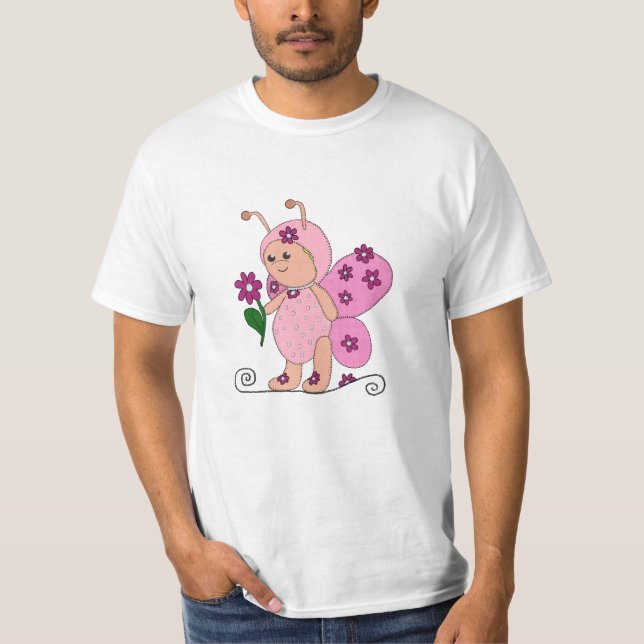 Schmetterling Rosa T Shirt (Framsida)