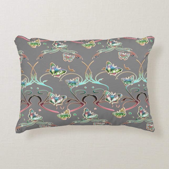 Schmetterlinge Verzierungen Grau  Prydnadskudde (Framsidan)