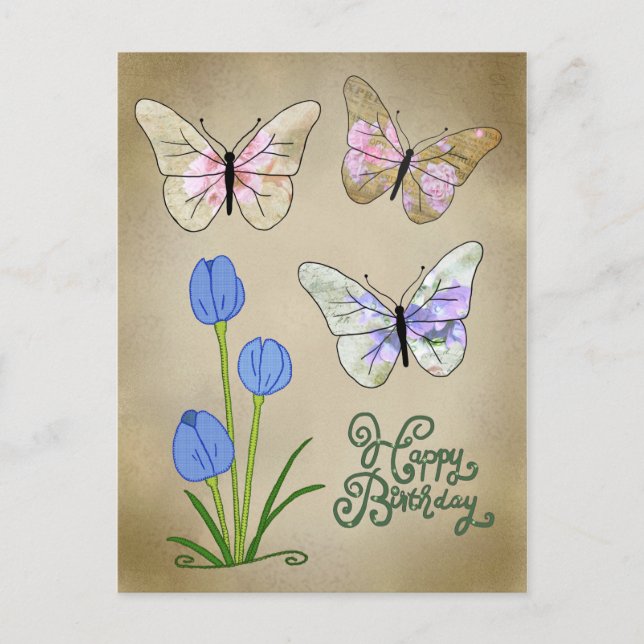 Schmetterlinge vintage vykort (Framsida)