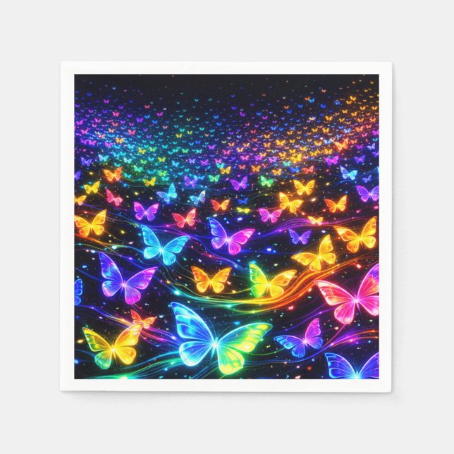 Schmetterlingsservietten im Neonlook Pappersservett (Framsidan)