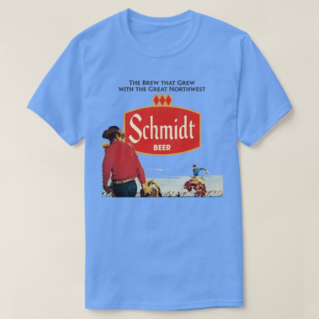 Schmidt Beer Retro Defunct Cowboy Nature Scene T Shirt (Design framsida)