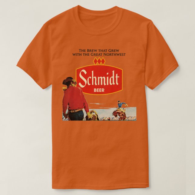 Schmidt Beer Retro Defunct Cowboy Nature Scene T Shirt (Design framsida)