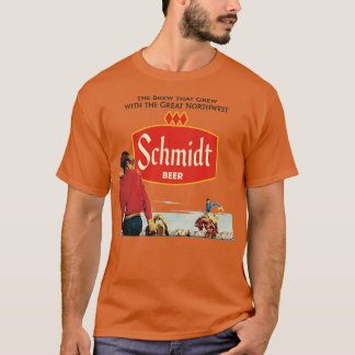 Schmidt Beer Retro Defunct Cowboy Nature Scene T Shirt