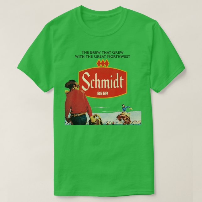 Schmidt Beer Retro Defunct Cowboy Nature Scene T Shirt (Design framsida)