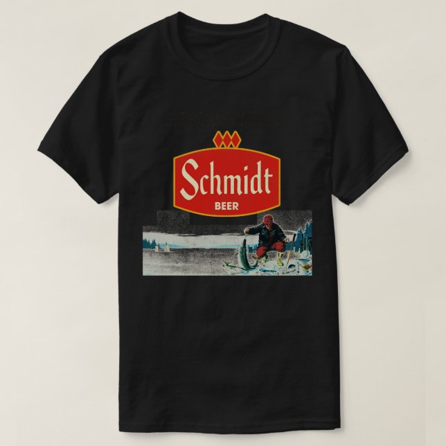 Schmidt Beer Retro Defunct Ice Fishing Natature Sc T Shirt (Design framsida)