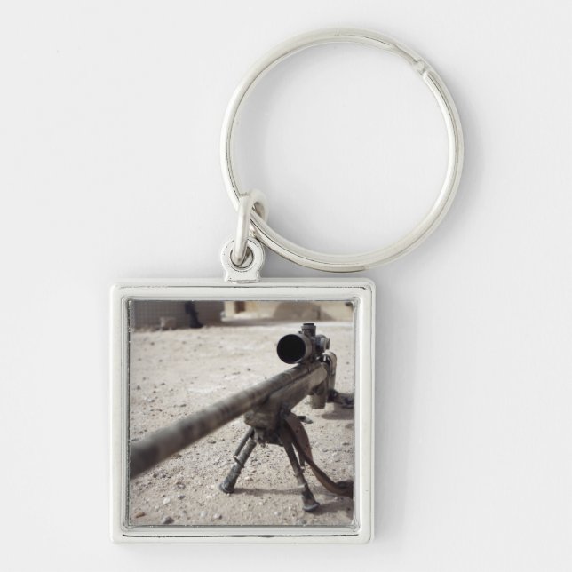 Schmidt & Bender M-854155 DS Fyrkantig Silverfärgad Nyckelring (Framsidan)