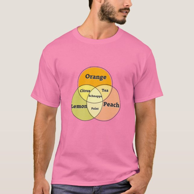 Schnapps Orange Lemon Peach venn Diagram T Shirt (Framsida)