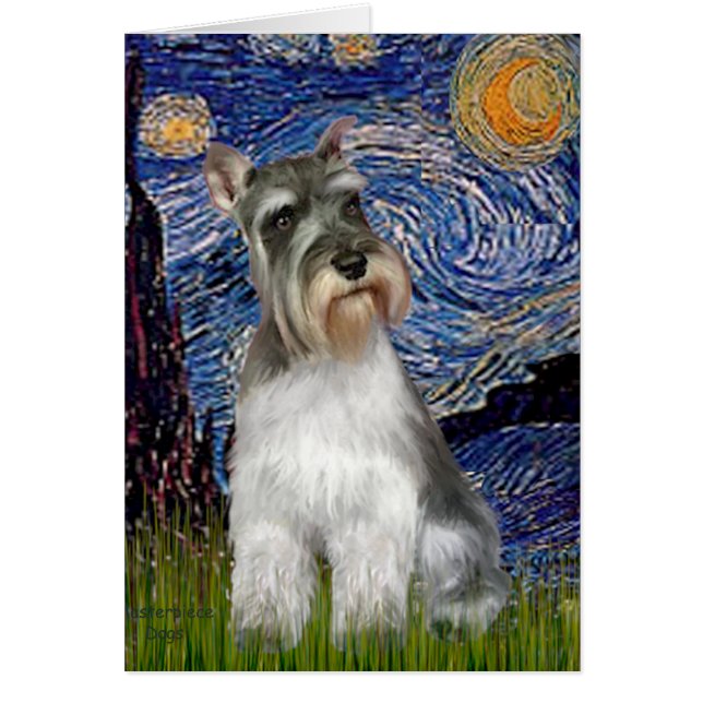 Schnauzer 11N - Stjärnnatt (Vert.) Hälsningskort (Framsidan)