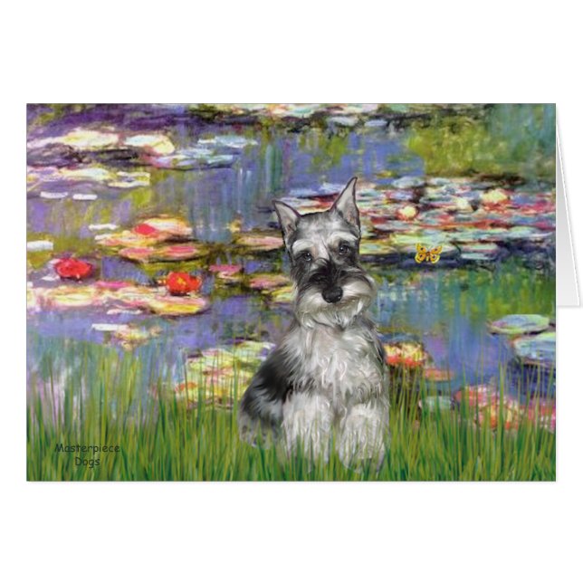 Schnauzer 1 - Lilies 2 Hälsningskort (Framsidan Horizontal)