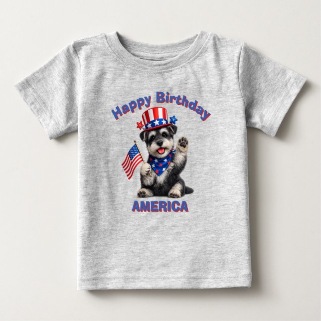 Schnauzer (2ag) Patriotisk Barn T-Shirt (Framsida)