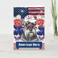 Schnauzer amerikansk hjälte gratulationskort