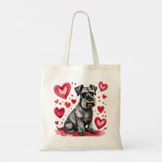 Schnauzer and Hearts Tote Bag Tygkasse