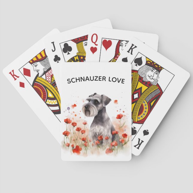 Schnauzer and Wildflower Playing Cards Casinokort (Baksidan)