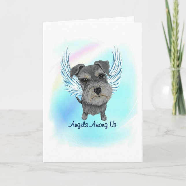 Schnauzer Angel Hund Pet Loss Sympication Tack Kort (Framsida)