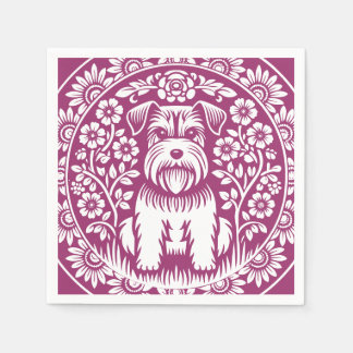Schnauzer Anpassningsbar Färg Victorian Blommigt Pappersservett