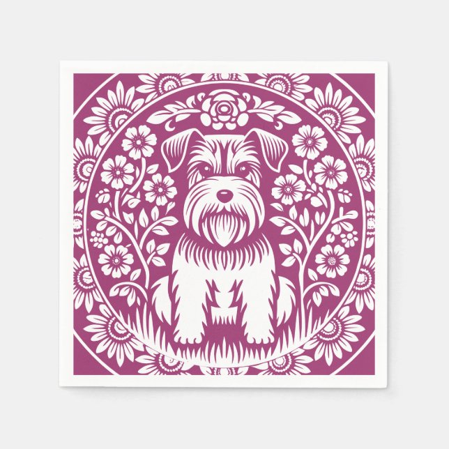Schnauzer Anpassningsbar Färg Victorian Blommigt Pappersservett (Framsidan)