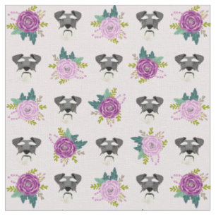 schnauzer ansikte lavender blommigts tyg