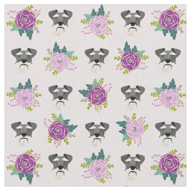 schnauzer ansikte lavender blommigts tyg (Närbild)