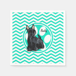 Schnauzer, Aqua Grönt Chevron Pappersservett