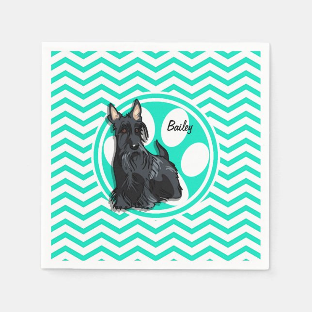 Schnauzer, Aqua Grönt Chevron Pappersservett (Framsidan)