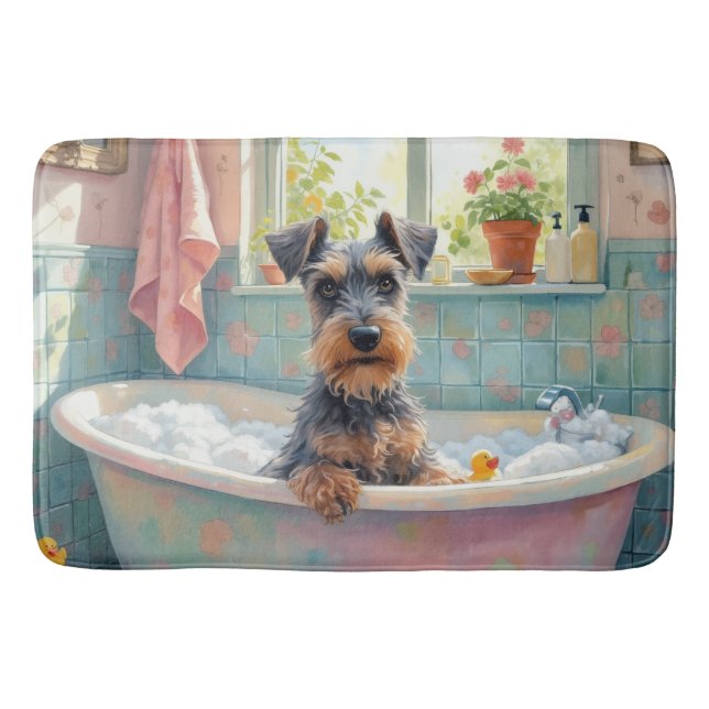 Schnauzer badtid Söt badrumsdekor Badrumsmatta (Framsidan)