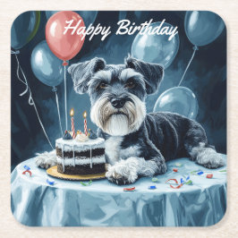 Schnauzer Birthday Underlägg Papper Kvadrat