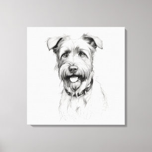 Schnauzer Blyertsteckning Porträtt Canvastryck