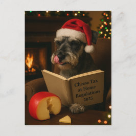 Schnauzer 'Cheese Tax' Christmas postcard Vykort