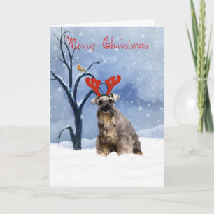 schnauzer christmas-kort - schnauzer har renar helgkort