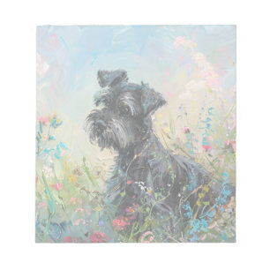 Schnauzer Colorful Wildblommor Anteckningsblock