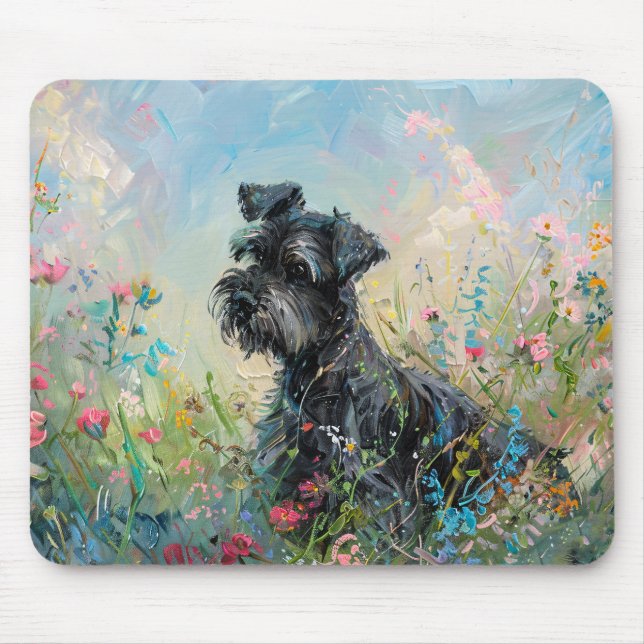 Schnauzer Colorful Wildblommor Musmatta (Framsidan)