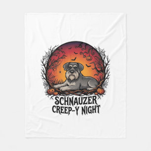Schnauzer Creep Natt Halloween Pumpa Fladdermöss_1 Fleecefilt