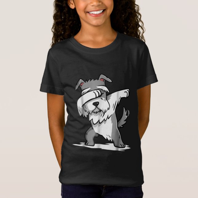 Schnauzer Cute Dabbing Funny Dab Dance Gift T Shirt (Framsida)