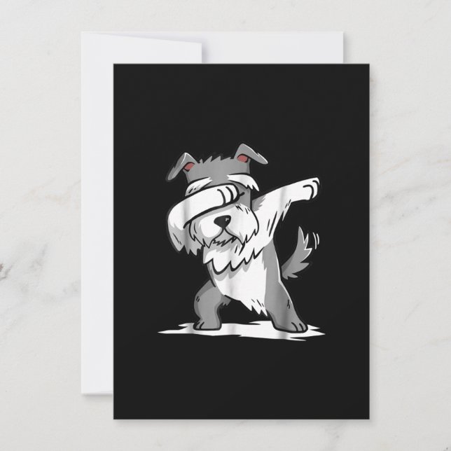 Schnauzer Cute Dabbing Funny Dab Dance Gift Tack Kort (Framsida)