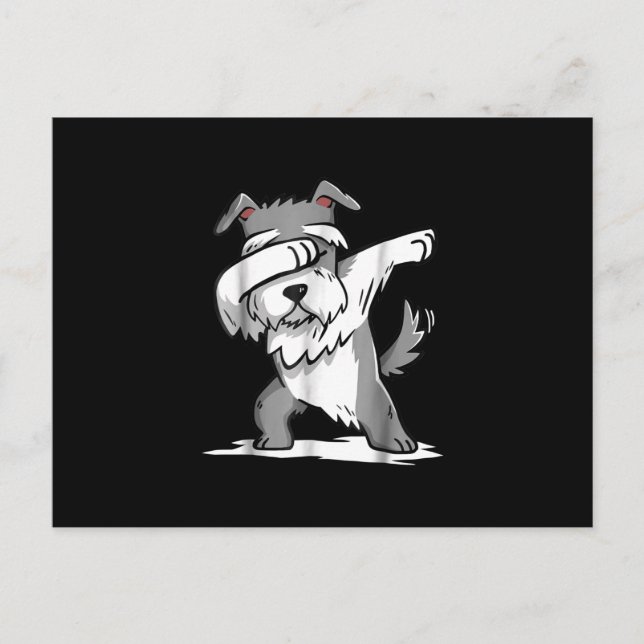 Schnauzer Cute Dabbing Funny Dab Dance Gift Vykort (Framsida)