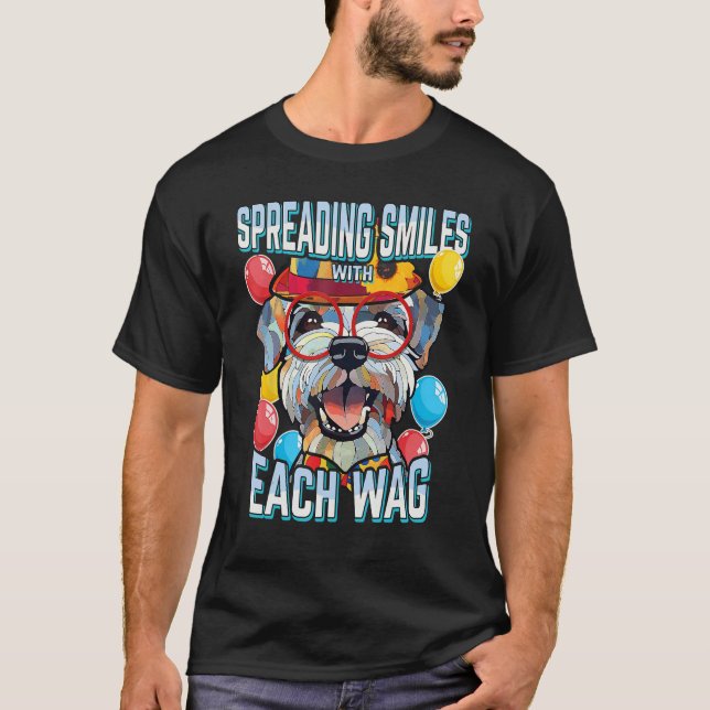 Schnauzer Dog Happy Pinscher T Shirt (Framsida)