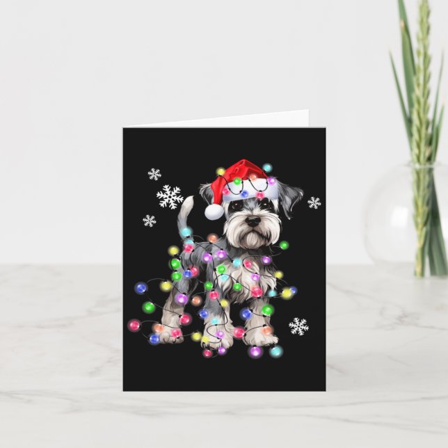 Schnauzer Dog Reindeer Christmas Lights Ugly Xmas  Kort (Framsida)