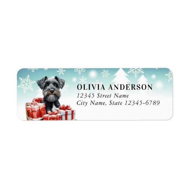 Schnauzer Dog Return Address Labels Returadress Etikett (Framsidan)