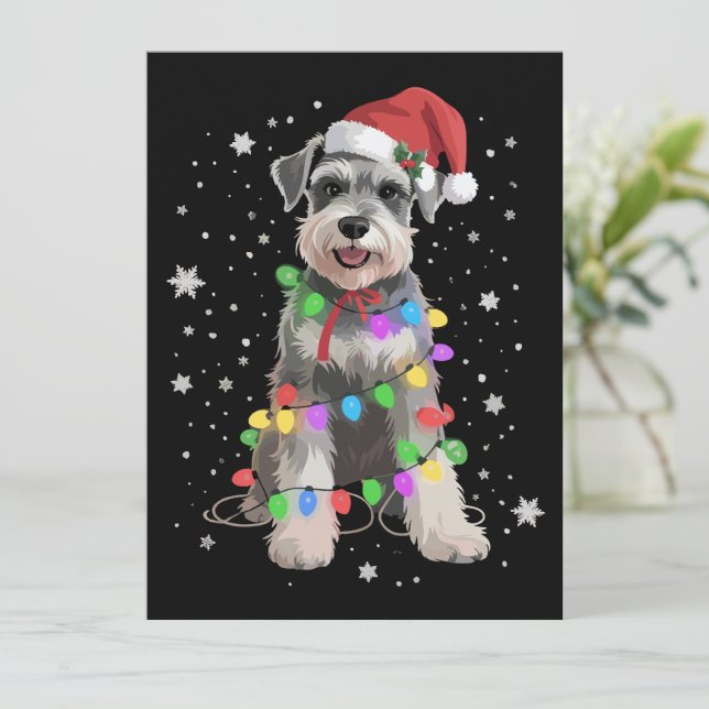 Schnauzer Dogs Tree Christmas Xmas Pet Animal Dog  Julkort (Stående Fram)