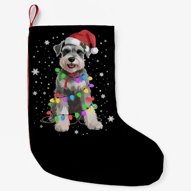 Schnauzer Dogs Tree Christmas Xmas Pet Animal Dog  Liten Julstrumpa (Framsidan)