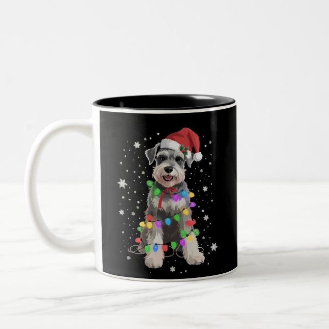 Schnauzer Dogs Tree Christmas Xmas Pet Animal Dog  Två-Tonad Mugg (Vänster)