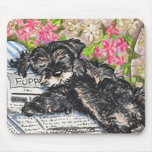 Schnauzer Dreams Skriv ut Musmatta (Framsidan)