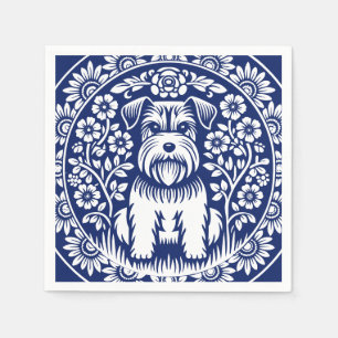 Schnauzer eller Norfolk Terrier Charming Folk Art Pappersservett