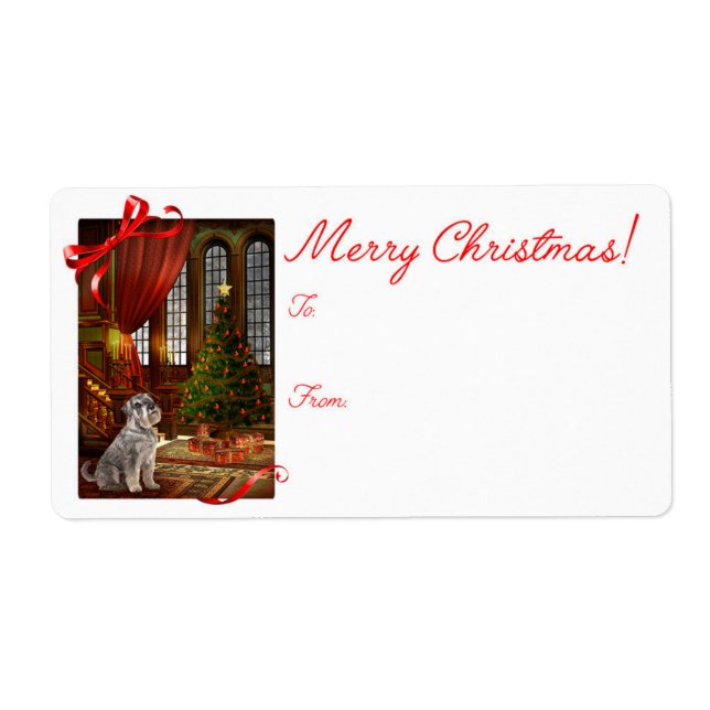 Schnauzer-etiketter för julgåva fraktsedel (Framsidan)