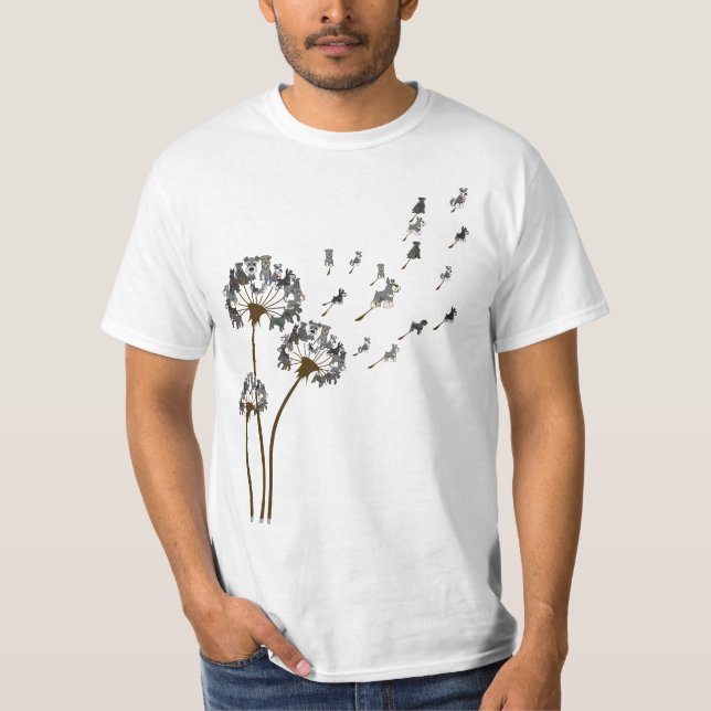 Schnauzer Flower Fly Dandelion Schnauzer Funny Dog T Shirt (Framsida)