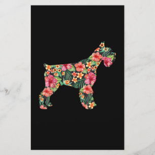 Schnauzer Flower Rolig hund Silhouette Blommigt Gi Brevpapper