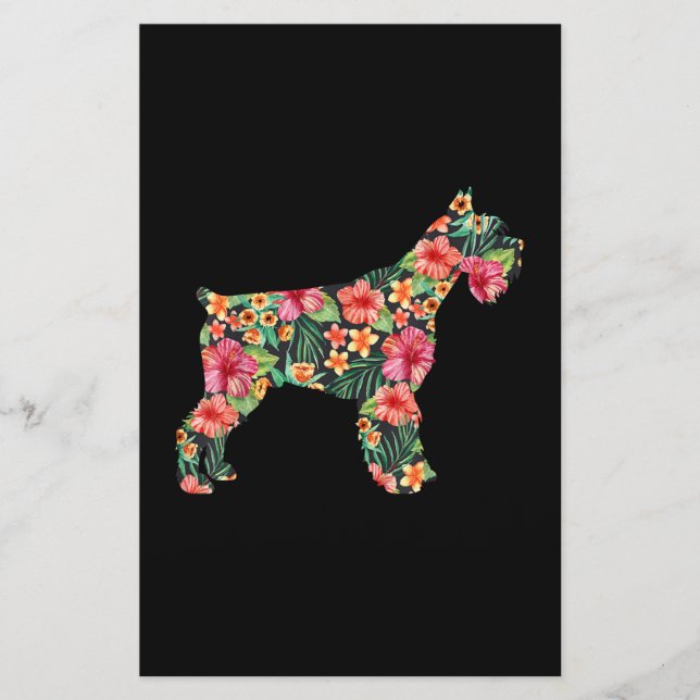 Schnauzer Flower Rolig hund Silhouette Blommigt Gi Brevpapper (Framsida)