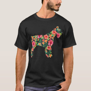 Schnauzer Flower Rolig hund Silhouette Blommigt Gi T Shirt