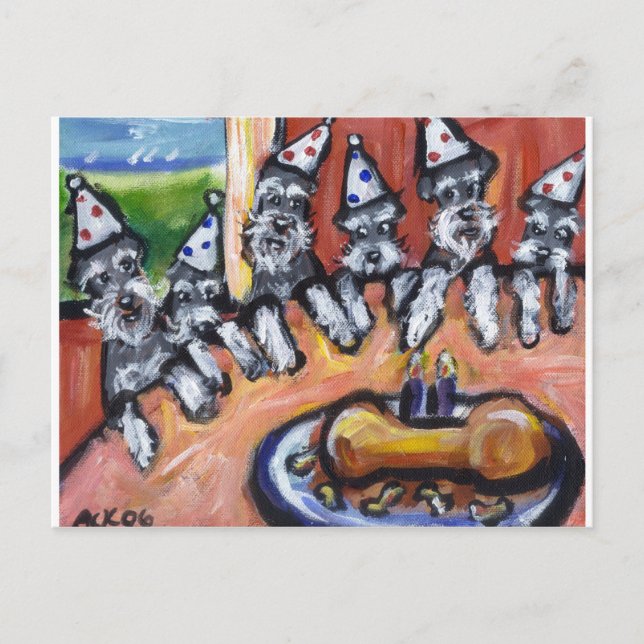 Schnauzer födelsedagsfest inbjudan vykort (Framsida)