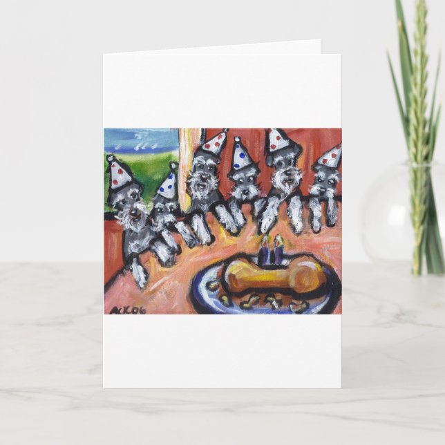 Schnauzer födelsedagsfest kort (Framsida)